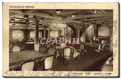 Cartes postales Bateau Chargeurs reunis Paquebot Asie La salle a manger