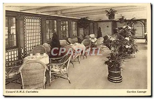 Cartes postales Bateau Cunard RMS Carinthia Garden lounge