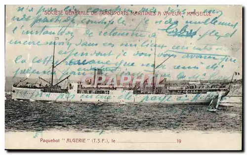 Cartes postales Bateau Paquebot Algerie TSF