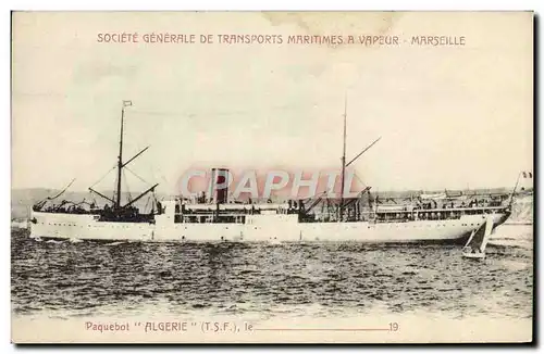 Cartes postales Bateau Paquebot Algerie TSF