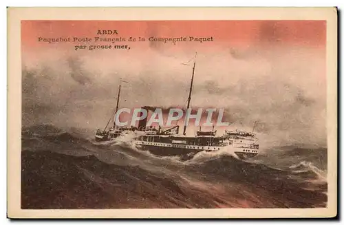 Ansichtskarte AK Bateau Abda Paquebot Poste Francais de la Compagnie Paquet par grosse mer