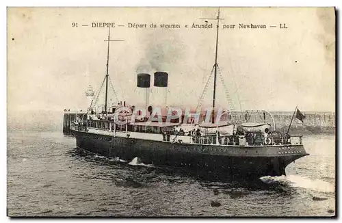 Cartes postales Bateau Dieppe Depart du steamer Arundel pour Newhaven