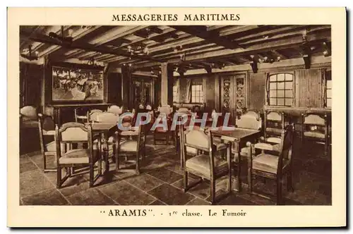 Cartes postales Bateau Messageries Maritimes Aramis 1ere classe Fumoir Tabac