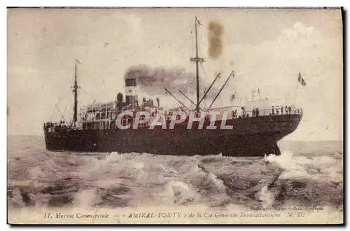 Cartes postales Bateau Amiral Ponty de la Cie Generale Transatlantique