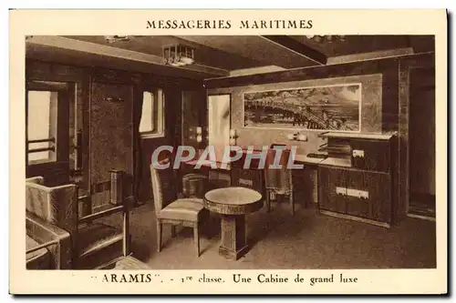 Cartes postales Bateau Messageries Maritimes Aramis 1ere classe Une cabine de grand luxe