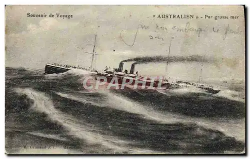 Cartes postales Bateau Australien par grosse mer