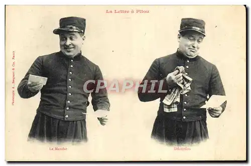 Cartes postales Fantaisie Homme Soldat Militaria La lettre a Pitou