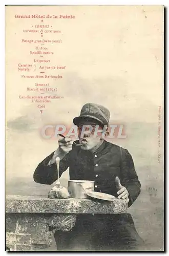 Cartes postales Fantaisie Homme Soldat Militaria Grand Hotel de la Patrie