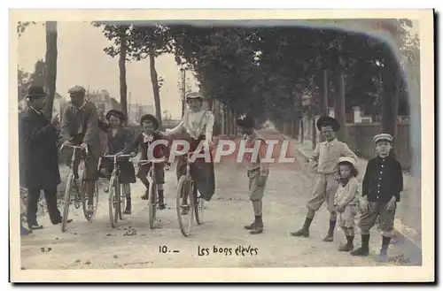 Ansichtskarte AK Fantaisie Enfant Velo Cycle Les bons eleves