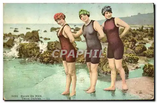 Cartes postales Fantaisie Femmes Bains de mer Ttrois graces