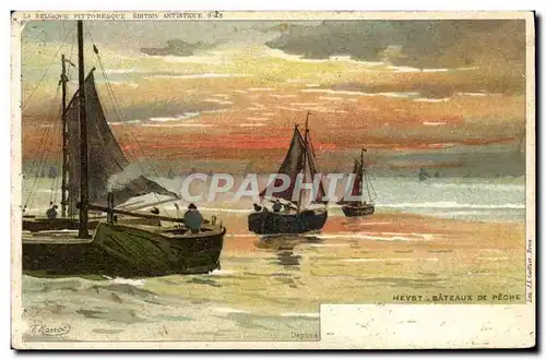 Cartes postales Fantaisie Illustrateur Ranot Heyst Bateaux de peche