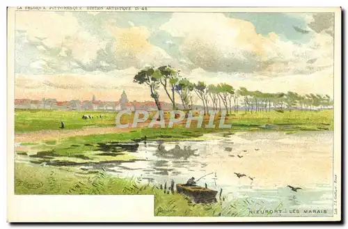 Cartes postales Fantaisie Illustrateur Ranot Nieuport Les marais Peche Pecheur