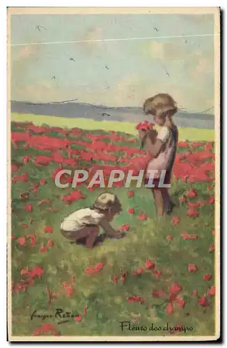 Cartes postales Fantaisie Illustrateur Redon Enfants Fleurs des champs