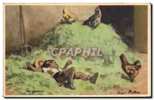 Cartes postales Fantaisie Illustrateur Redon Poules