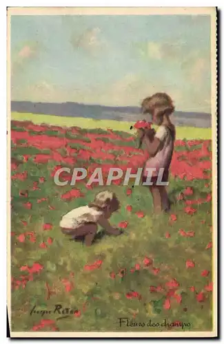 Cartes postales Fantaisie Illustrateur Redon Enfants Fleurs des champs