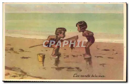 Cartes postales Fantaisie Illustrateur Redon Enfants Les secrets de la mer