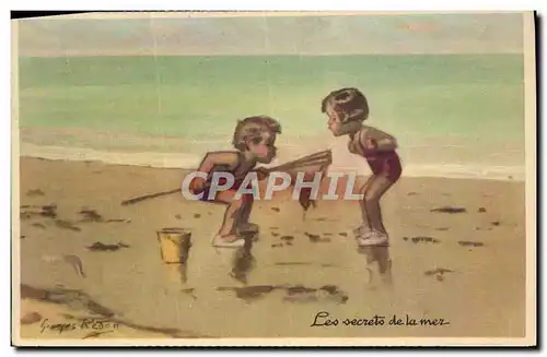 Cartes postales Fantaisie Illustrateur Redon Enfants Les secrets de la mer