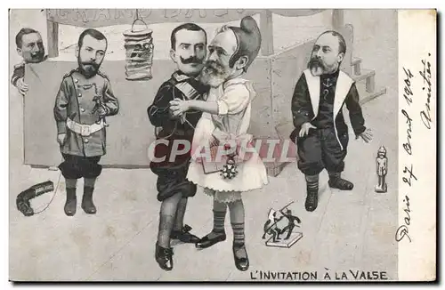 Ansichtskarte AK Politique Satirique L&#39invitation a la valse Nicolas II Russie Russia