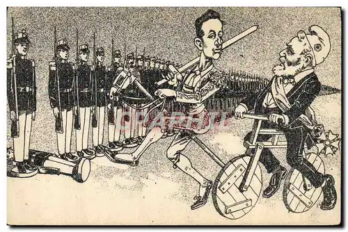 Ansichtskarte AK Politique Satirique Alphonse XIII Espagne Loubet Velo Cycle