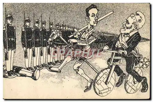 Cartes postales Politique Satirique Alphonse XIII Espagne Loubet Velo Cycle