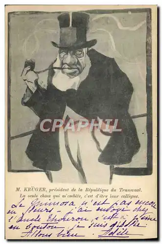 Ansichtskarte AK Politique Satirique M Kruger president de la Republique du Transvaal