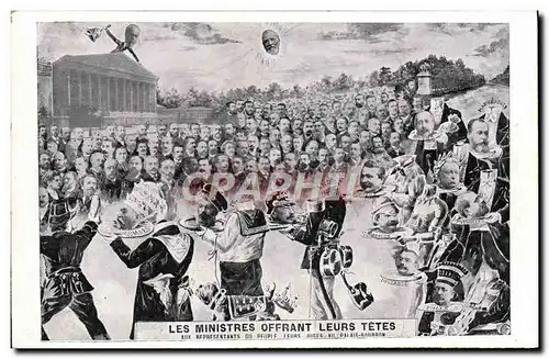 Cartes postales Politique Satirique Les ministres offrant leurs tetes aux representants du peuple