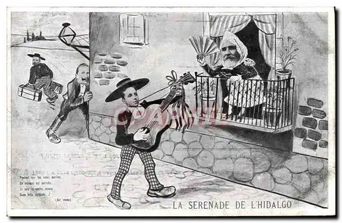 Cartes postales Politique Satirique La serenade de l&#39Hidalho Alphonse XIII Loubet Espagne