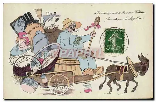Cartes postales Politique Satirique Fallieres Ane Mule Marianne