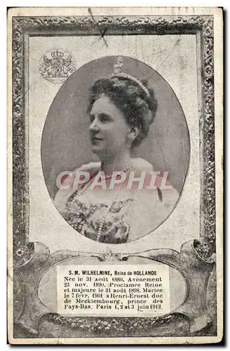 Cartes postales SM Wilhelmine Reine de Hollande