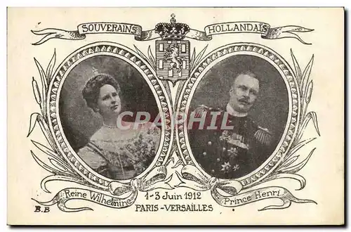 Cartes postales Souverains hollandais Paris Versailles Wilhelmine Prince Henri