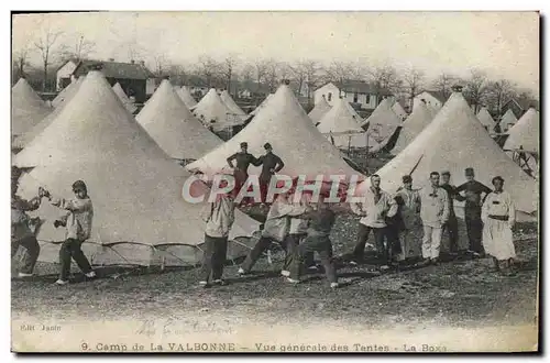 Cartes postales Boxe Camp de la Valbonne Vue generale des tentes Militaria