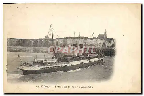 Cartes postales Bateau Paquebot Dieppe Entree du steamer Arundel