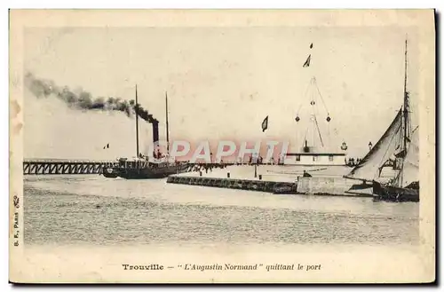 Cartes postales Bateau Paquebot Trouville L'Augustin Normand quittant le port