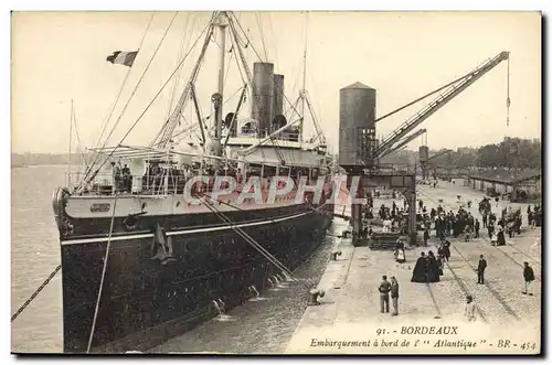 Cartes postales Bateau Paquebot Bordeaux Embarquement a bord de l'Atlantique