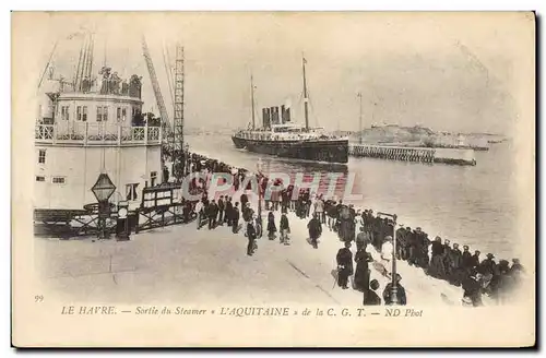Ansichtskarte AK Bateau Paquebot Le Havre Sortie du steamer L&#39Aquitaine de la CGT