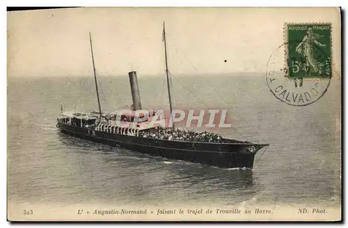 Cartes postales Bateau Paquebot L'Augustin Normand faisant le trajet de Trouville au Havre
