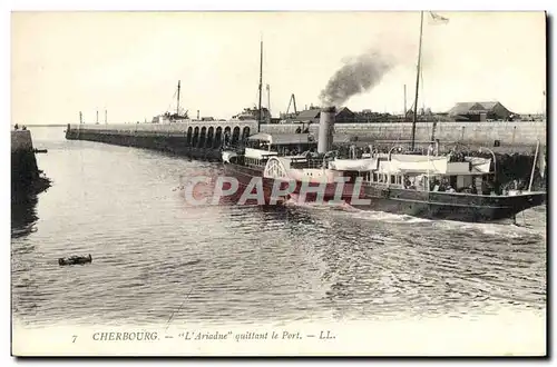 Ansichtskarte AK Bateau Cherbourg L&#39Ariadne quittant le port