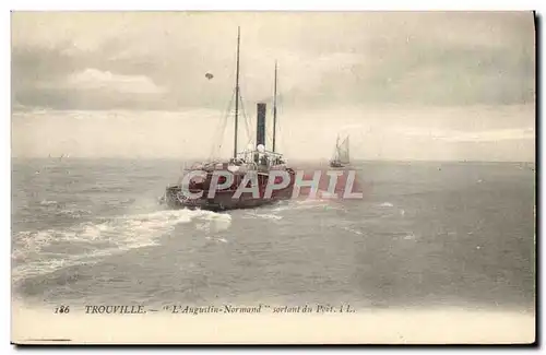 Cartes postales Bateau Trouville L'Augustin Normand sortant du port