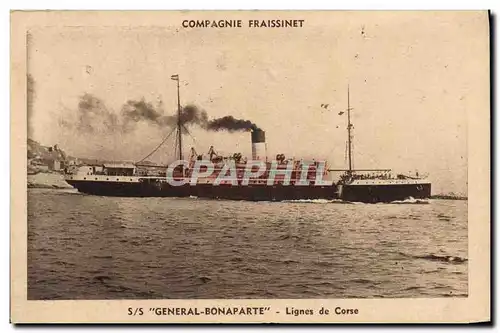 Cartes postales Bateau Paquebot Compagnie Fraissinet SS General Bonaparte Lignes de Corse Corsica