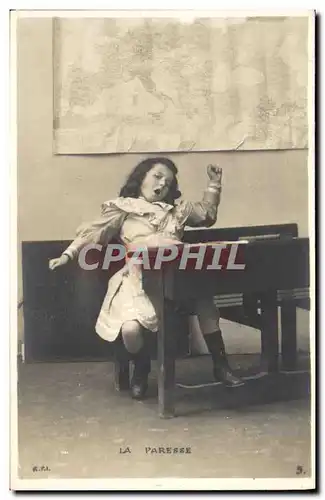 Cartes postales Fantaisie Enfant La paresse