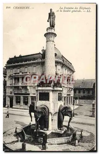 Ansichtskarte AK Chambery La fontaine des Elephants et la Societe Generale