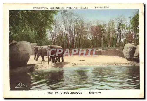 Cartes postales Elephant Paris Exposition coloniale internationale Paris 1931 Parc zoologique Elephants