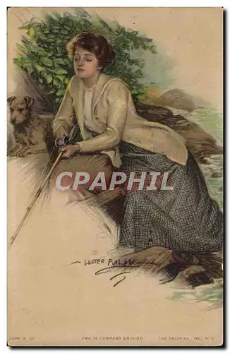 Cartes postales Illustrateur Femme Chien Fusil Paul Heckscher