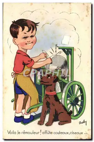 Cartes postales Illustrateur Enfant chien (en relief)