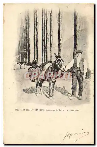 Cartes postales Folklore Hautes Pyrenees Costumes du pays Ane Mule