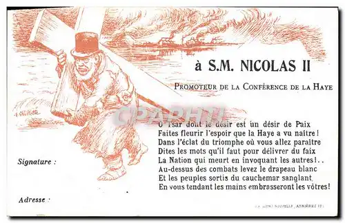 Cartes postales SM Nicolas II Russie Russia Promoteur de la Conference de la Haye