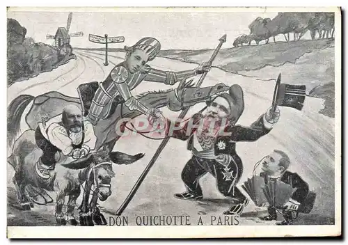 Cartes postales Don Quichotte a Paris Ane Mule Alphonse XIII