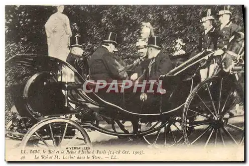 Ansichtskarte AK MM le roi et la reine d&#39Italie 1903 Le roi et M Loubet dans le parc