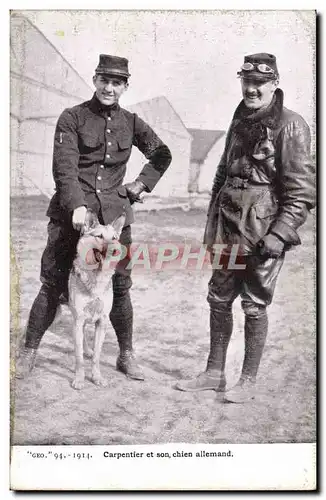 Cartes postales Boxe Carpentier et son chien allemand
