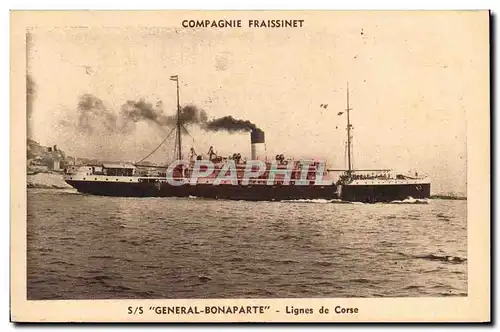 Cartes postales Bateau Compagnie Fraissinet SS General Bonaparte Lignes de Corse Corsica